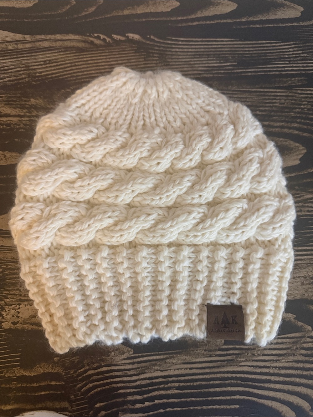 Chunky Cable Knit Cream Beanie with Ribbed Cuff